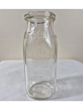 Vintage Guilford Glass Half-Pint Milk Bottle With Embossed Lettering Branding